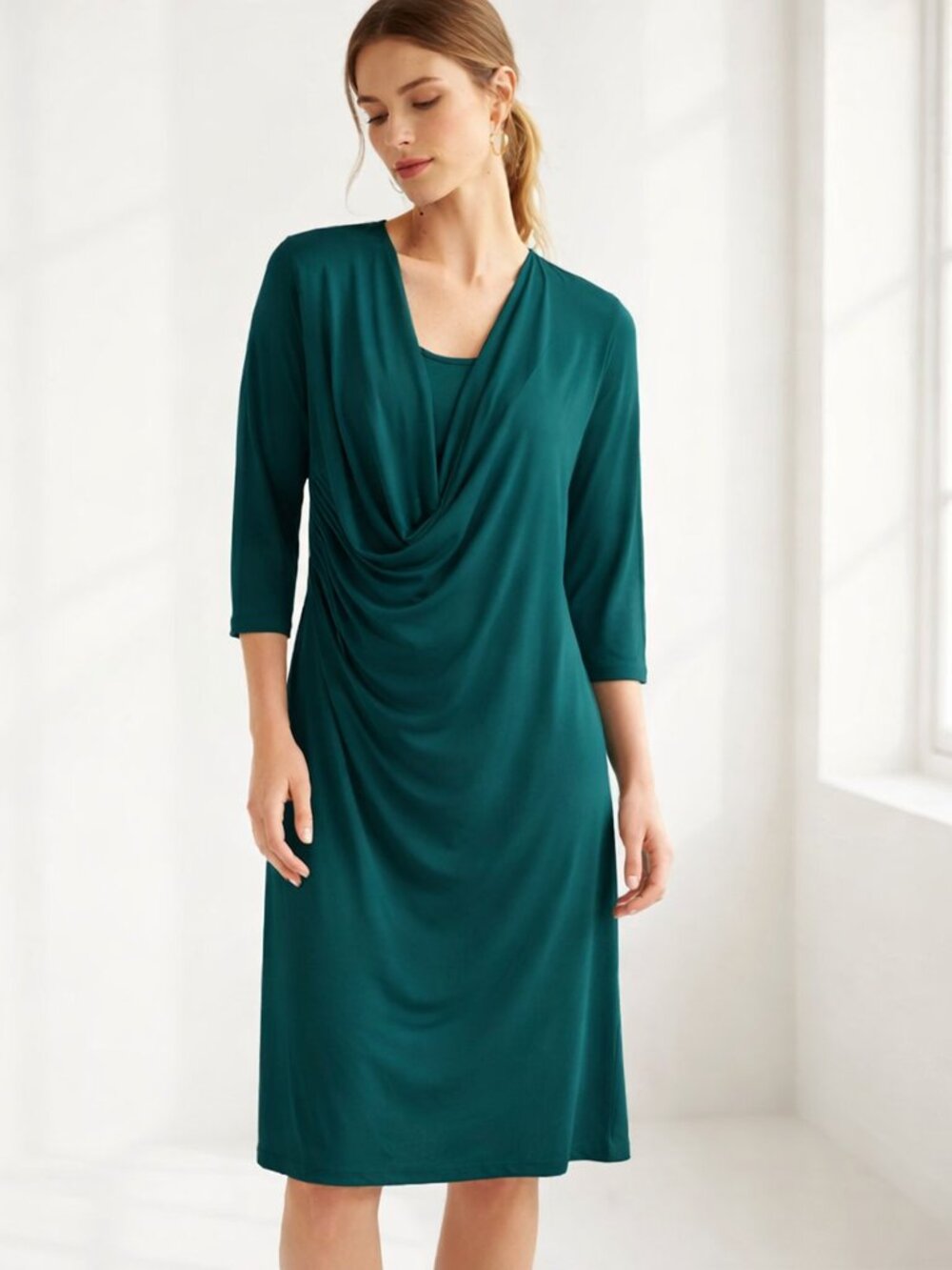 Jon & Anna NY Solid Surplice Front Pine Ruched Side Elegant Bodycon Large Dress
